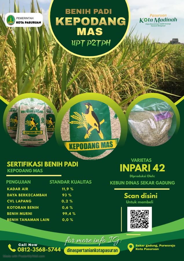 UPT Perbenihan dan Produksi Tanaman Pangan dan Hortikultura mempunyai produk berupa benih padi